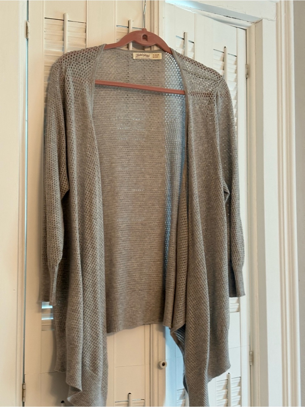 Faded Glory Light Gray Open-Front Pointelle Cardigan